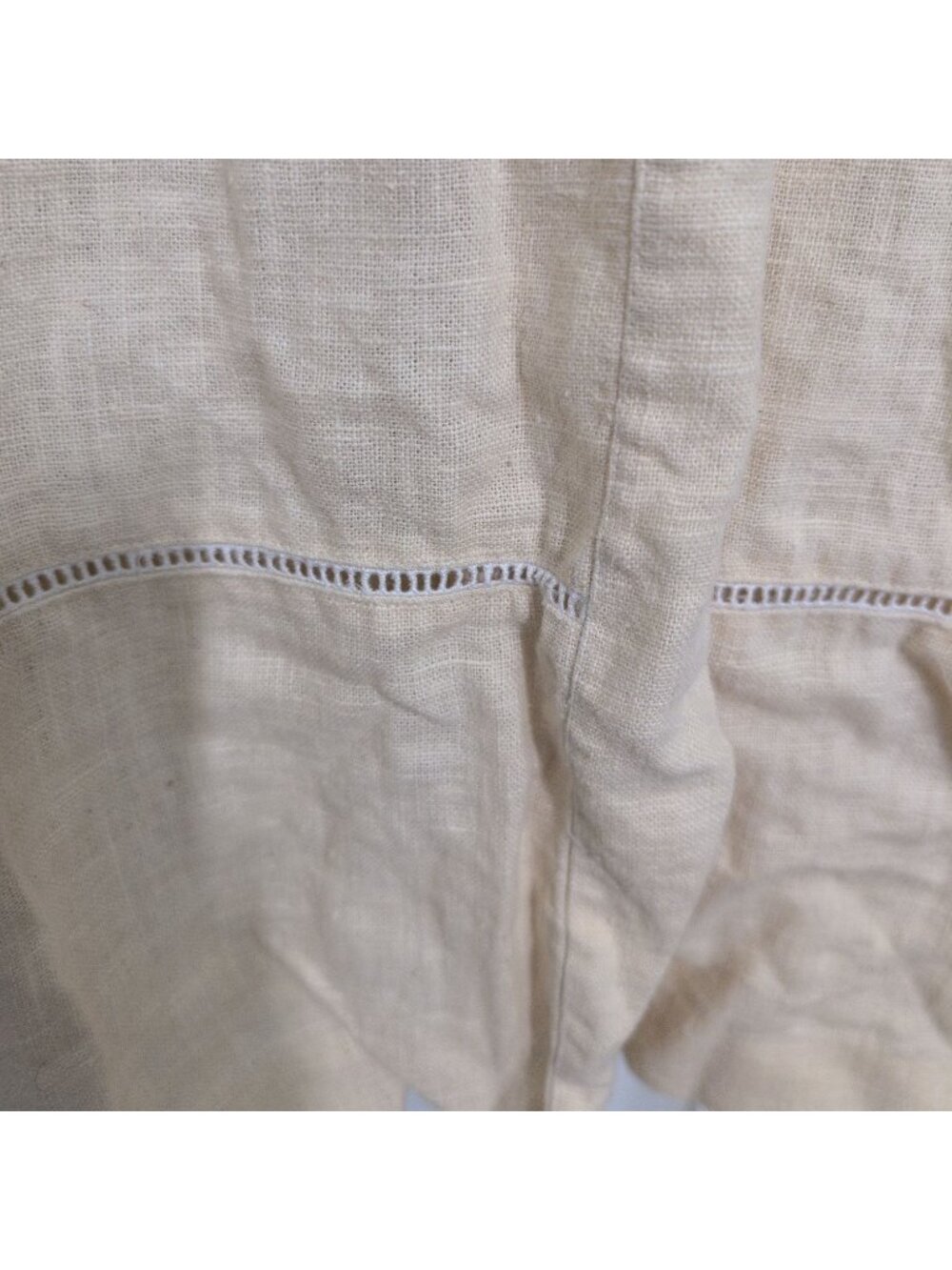 Vintage 100% Linen Midi Shirt Dress Womens Size Medium Yellow Minimalist Cottage - Picture 8 of 14